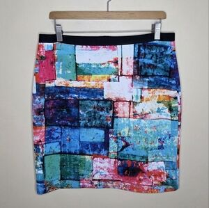 Karen Kane | Colorful Blocks Pull-On Waist Scuba Pencil Skirt Size Large